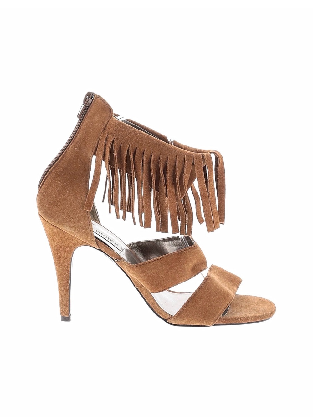 Steve Madden Tan Suede Fringe High Heel Sandal